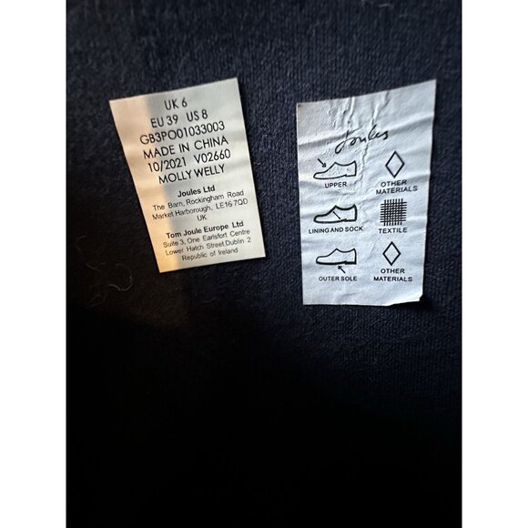 Joules Rain Boots Mid Calf Molly Welly Stripe Floral Size US: 8 UK: 6 - Picture 6 of 10